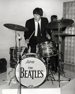 Paul McCartney 1960's sitting at The Beatles drum set 24x30 Poster - Picture 1 of 1