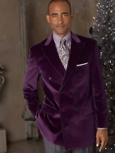 Men Smoking Purple Double Breasted Jacket Blazer Coat Wedding Dinner Party Wear - Picture 1 of 2