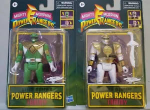 Hasbro Retro Morphin Power Ranger Blanco Ranger y Green Ranger Tommy Jason David - Imagen 1 de 12