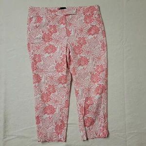TALBOTS 12 Perfect Skimmer Chino Floral Pants Tropical Coral Capri LK NU - Picture 1 of 14