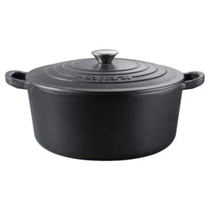 Baccarat Le Connoisseur Cast Iron Round French Oven with Lid 6.3L 29cm - Black - Picture 1 of 1