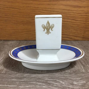 Rare Vintage Lamberton Scammell Match  Stand White with Blue Gold  Fleur De Lis - Picture 1 of 12
