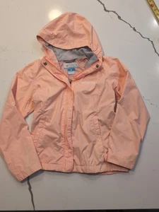 Girls Columbia Size XS (6/6X) Light Orange Zipper Hood Nylon Rain Jacket Pockets - Picture 1 of 7