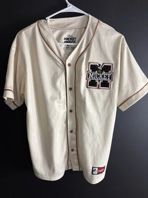 Disney Boys Mickey Mouse Jersey Top Baseball Button Down Sz XXL 18 Pinstripes - Image 1 of 4