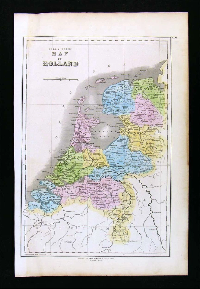1859 Gall & Inglis Map Holland Amsterdam Rotterdam Hague Utrecht Arnheim Europe - Image 1 of 1