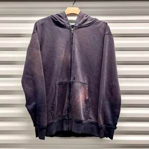Sudadera con Capucha con Cremallera Desteñida por el Sol De Colección Para Hombre Talla L En Blanco Años 90 Envejecido Grunge - Imagen 1 de 7