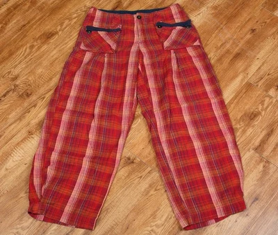 Pantalones a Cuadros Free People Abedul Pierna Ancha Rojo Talla 10 Retro con Bolsillos Foto 1 de 4