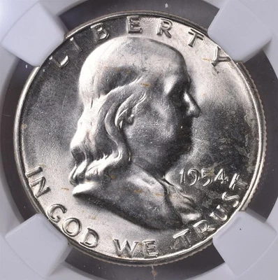 1954-S Franklin Silver Half Dollar - NGC MS64 FBL - Original Bag Fragment  - Image 1 of 3