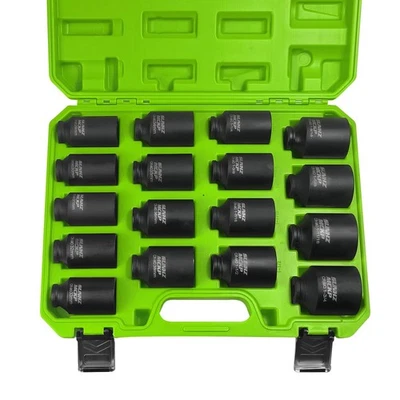 SUNHZMCKP 1/2" Drive 17-Pc Deep Socket Set, SAE & Metric Nuts - Image 1 of 4