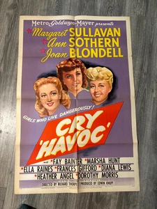 Cry Havoc Rare Original 1943 US One Sheet Poster WWII Sullavan Blondell Sothern - Bild 1 von 9
