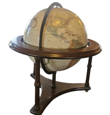 De Colección Ethan Allen Replogle Globo Madera Soporte Relieve Perilla Creek 12" Clásico Mundial  Foto 1 de 4