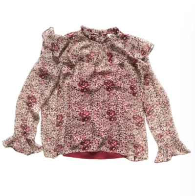 Shoshanna Ossia Ruffled Blouse Top Shirt Womens Small Maroon Pink Long Sleeve - Image 1 of 4