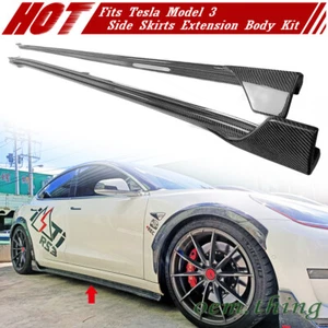 2024 Fits Tesla Model 3 Fastback V Look Side Skirts Body Kits Carbon Fiber Pair - Bild 1 von 5