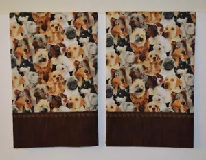 Fundas de Almohada Perros Dos Hechas a Mano Estándar Queen Algodón Nuevo Marrón Beige Dorado - Imagen 1 de 4