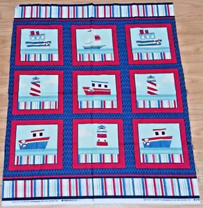 Ship's Ahoy by Benartex Fabric Panel Quilt Wall Hanging Sew Baby Boy 35x42 USA - Picture 1 of 10