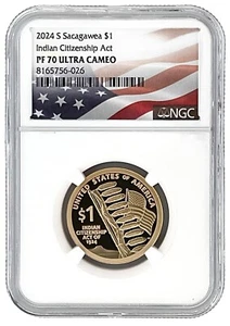 2024 S Sacagawea Dollar NGC PF70 Ultra Cameo - Flag Label - Picture 1 of 2
