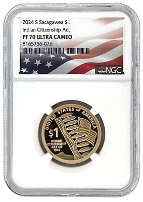 2024 S Sacagawea Dollar NGC PF70 Ultra Cameo - Flag Label - Image 1 of 2