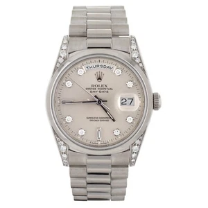 Rolex Day-Date 36 Platinum Factory Diamond Markers and Lugs 36mm 18296 - Picture 1 of 5