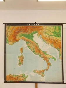 Italien Alpen Apennin Sardinien Sizilien Rom Vesuv 1968 Schulwandkarte 180x180cm - Bild 1 von 6