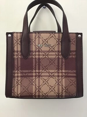 Cartera de mujer Nine West pequeña a cuadros borgoña - 7”x8” excelente estado Foto 1 de 4