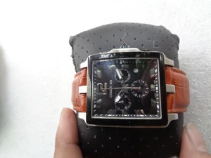 SQUARE SWISS SS BLACK DIAL CERRUTI 1881 DATE MENS QUARTZ CHRONOGRAPH WRISTWATCH - Picture 1 of 12