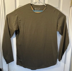 Camisa BYLT Para Hombre Grande Manga Larga Corte Caída L/S Lux Verde Oliva Premium Basics - Imagen 1 de 4