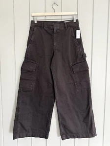 NWT Gap Baggy Cargo Pants 4 Petite Garment Dye Brown Pockets Wide Leg Cotton NEW - Picture 1 of 5