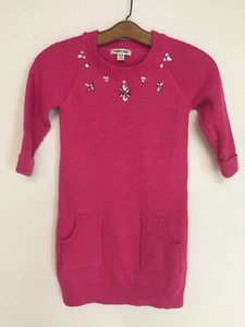 CHEROKEE PINK Crew Neck Sweater Knit DRESS RHINESTONE TRIM Girls Size M 7/8 - Picture 1 of 6