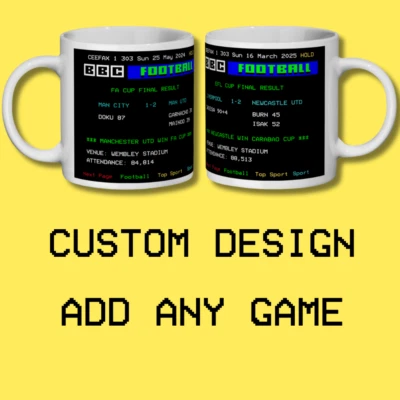 Football Match Mug Ceefax Custom Teletext Game Team Fan Cup Retro Mugs Gift Dad