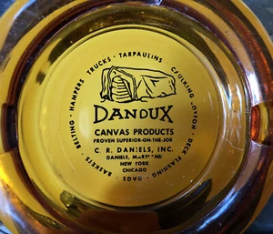 Cenicero publicitario de vidrio vintage DANDUX PRODUCTOS DE LONA DANIELS, Maryland - Imagen 1 de 5