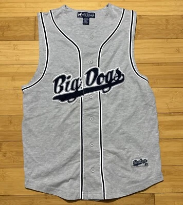 Camiseta deportiva vintage bordada con botones de béisbol Big Dogs talla pequeña para adulto Foto 1 de 3