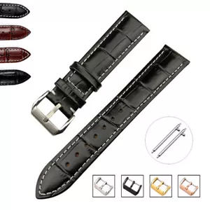 Black Brown Quick Release Leather Watch Strap Band 12 14 16 17 18 19 20 22 24mmm - Picture 1 of 26