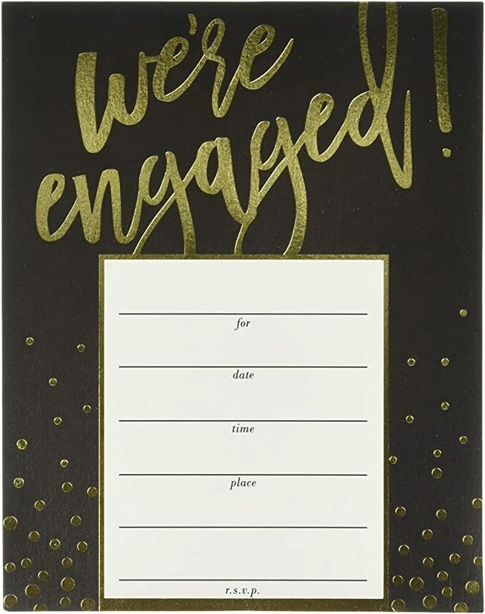 Invitaciones Fiesta Compromiso Champagne Burbujas Negro Oro 20 Pack NUEVO Foto 1 de 2