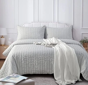 3PCS Textured Duvet Cover Set Seersucker 1800 Bedding Microfiber Duvet Cover Set - Picture 1 of 4