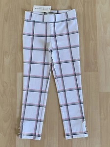 Janie & Jack 5 Girls Croquet Club Windowpane Ponte Pant NWT White Pink Green - Picture 1 of 2