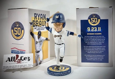 2021 MILWAUKEE BREWERS RYAN BRAUN "2010's" SGA BOBBLEHEAD 50th ANNIVERSARY ~ NIB Cover