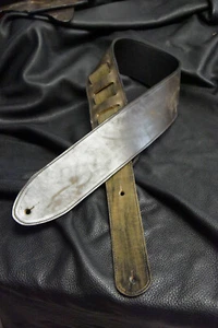 Correa de guitarra de cuero hecha a mano gris envejecido 3,5" nueva - Imagen 1 de 10