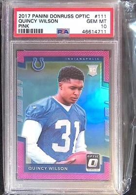 2017 PANINI DONRUSS OPTIC QUINCY WILSON #111 ROOKIE RC PINK COLTS PSA 10 - Image 1 of 4