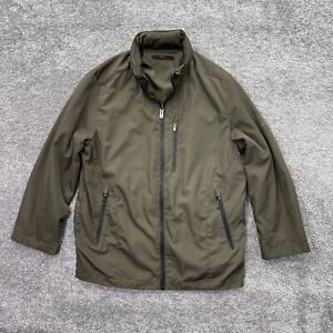 Tumi T-Tech Jacket Mens Medium Packaway Travel Rain Coat Green Brown Full Zip