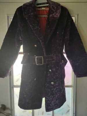 Abrigo De Colección Años 60/70 Terciopelo Triturado Doble Pecho Mod GoGo Prince Púrpura 14 Foto 1 de 4