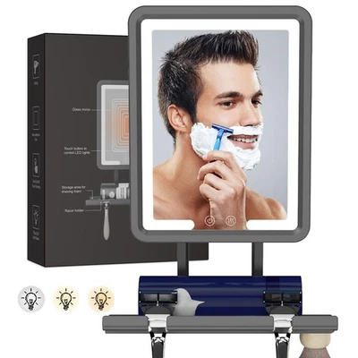 LED Fogless Shower Mirror for Shaving - Heated Fog Free, 3 Dimmable Lights, 3... - Image 1 of 4