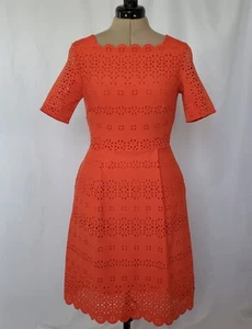Banana Republic Eyelet Laser Cut Pleated Scallop Dress Sz 0 EUC MSRP $158 - Picture 1 of 12
