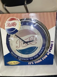 Pepsi Cola Vintage More Bounce To The Ounce Large Round Retro Wall Clock - Picture 1 of 14