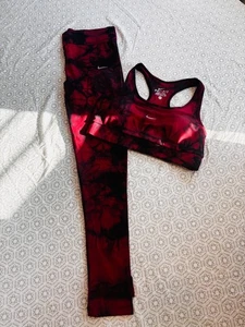 Nike Dri-fit Pro Conjunto de 2 Piezas Sujetador Acolchado Top y Leggings. Colores Rojo y Negro S. - Imagen 1 de 2