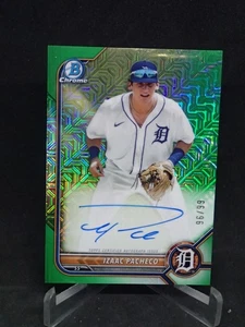 IZAAC PACHECO 2022 Bowman Chrome GREEN MOJO Refractor  AUTO  #96/99 RC Tigers - Picture 1 of 2