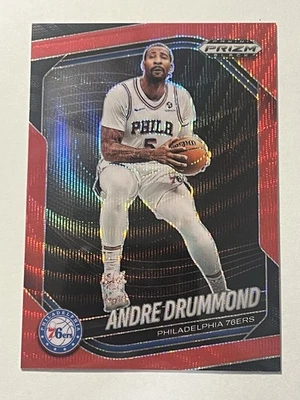 2024-2025 Panini Black Andre Drummond Ruby Wave Prizm NBA #114 76ers - Image 1 of 2