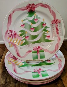4 Vintage Sango HOME for CHRISTMAS Dinner Plates ~ 1992 Tree Hearts Bows 4829 - Picture 1 of 3