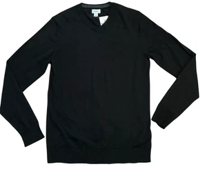 Old Navy Herrenpullover schwarz Baumwolle V-Ausschnitt Langarm Sweater Herren Large neu mit Etikett - Bild 1 von 4