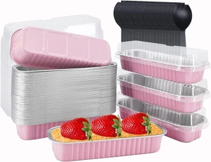 Mini Loaf Pans with Lids 50 Pack, 6.8Oz Rectangle Aluminum Foil Baking Pans Tins - Picture 1 of 12