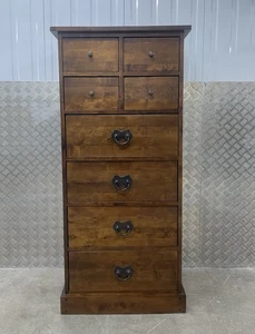 Laura Ashley Garrat 8 Drawer Tall Chest Of Drawers Tallboy Chestnut Finish π - Picture 1 of 18